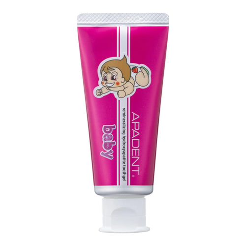 Gel pasta de dinti pentru bebelusi APADENT BABY, nano-hidroxiapatita, fara fluor, aroma capsuni, 55 g - DIVADENT - Produse premium de igiena orala cu hidroxiapatita
